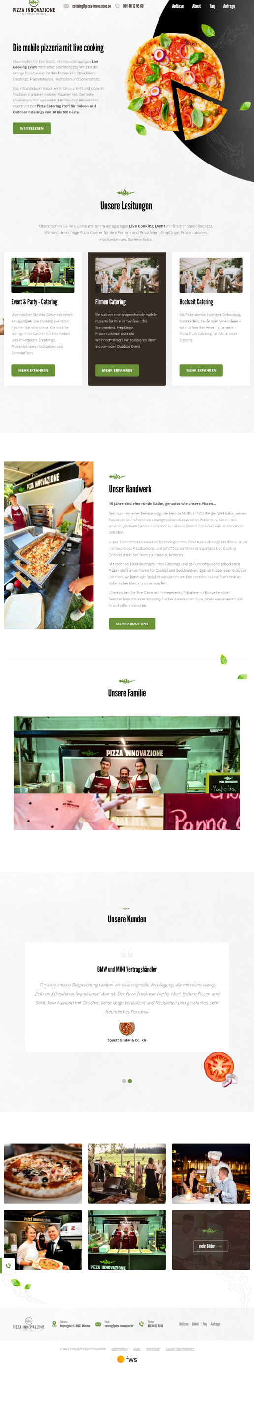 Pizza Innovazione egyedi weboldal oldalról készített képernyőkép
