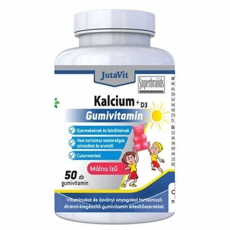Jutavit Kalcium+D3 gumivitamin málna ízű cukment. (50x)