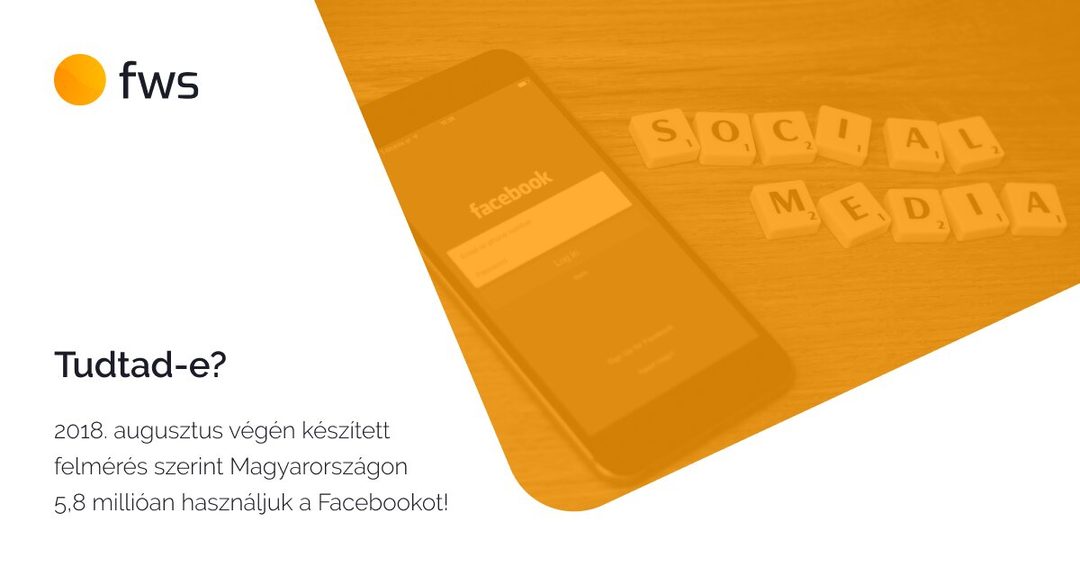 fws grafika Facebook-belépőképernyős telefonnal: egy 2018-as felmérés szerint 5,8 millió magyar használja a Facebookot