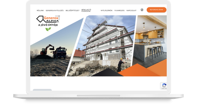 Generox Alpha weboldalának asztali nézete