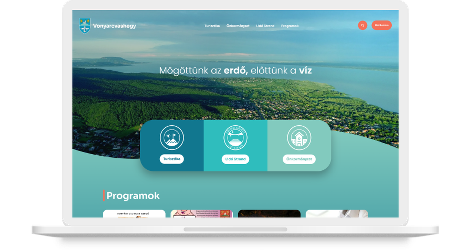 Vonyarcvashegy Nagyközség - weboldal fejlesztés weboldalának asztali nézete