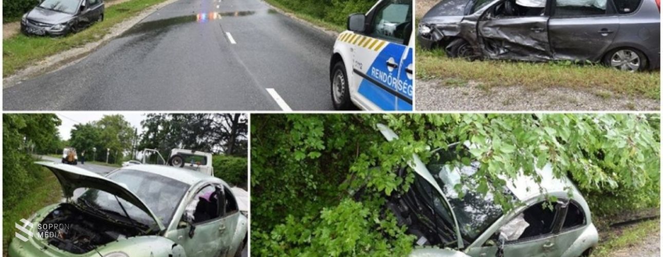 Az árokban kötött ki két autó Sopronnál