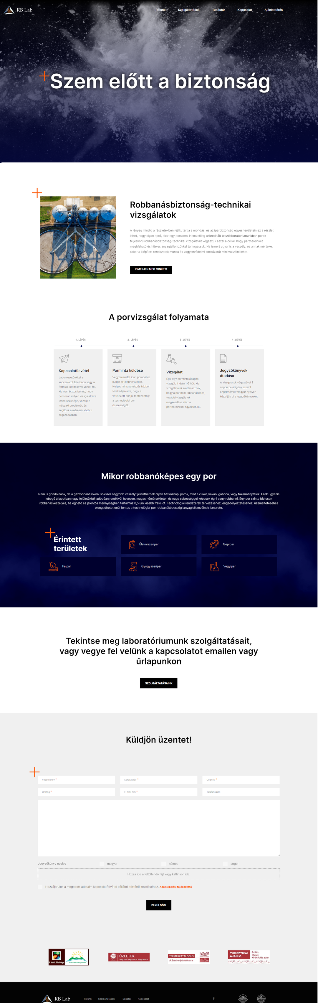 RB Lab egyedi weboldal – nyitóoldal