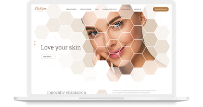 Atelier Esztétikai Klinika weboldalának asztali nézete