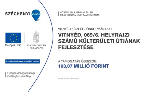 VP6-7.2.1.1-21 -- Vitnyéd, 069/6. helyrajzi számú külterületi útjának fejlesztése