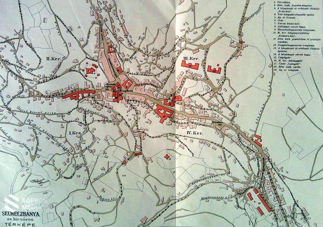 Ez a térkép Selmecbánya 1900-as évek legeleji mivoltát mutatja be