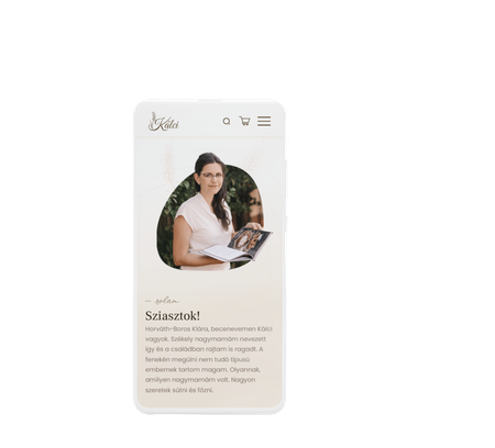 Kálci receptjei weboldalának mobilos nézete