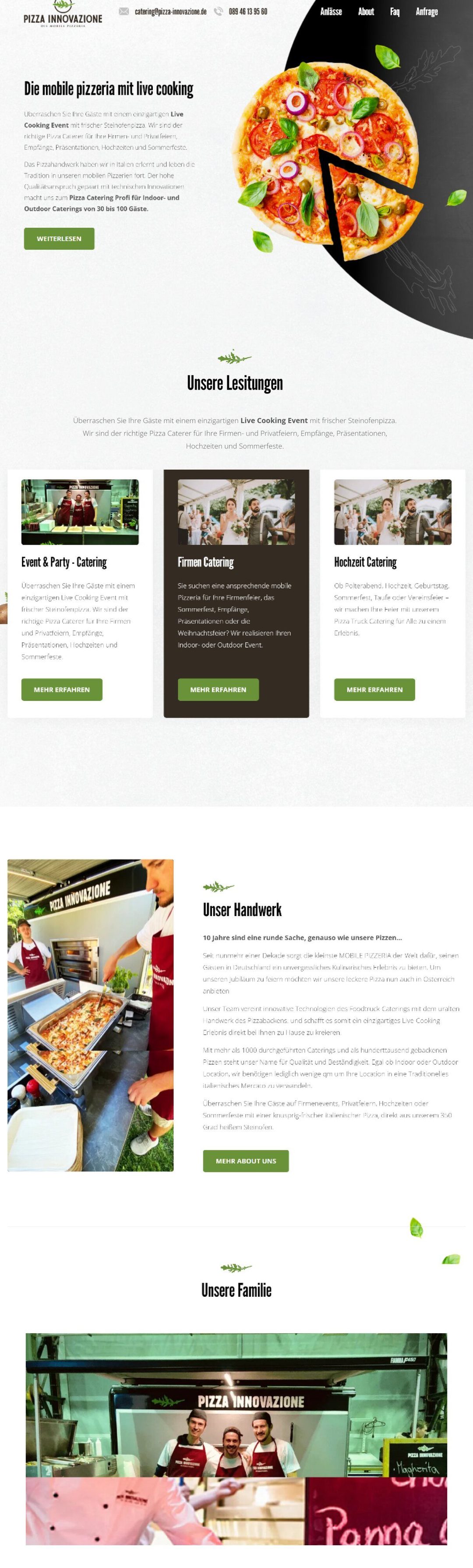 Pizza Innovazione egyedi weboldal – nyitóoldal